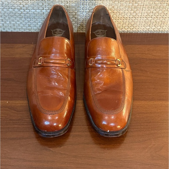 ?3xHPVTG 1980s Florsheim Cognac Tan Leather Slip On Loafers Dress Shoes 13C USA main image 5